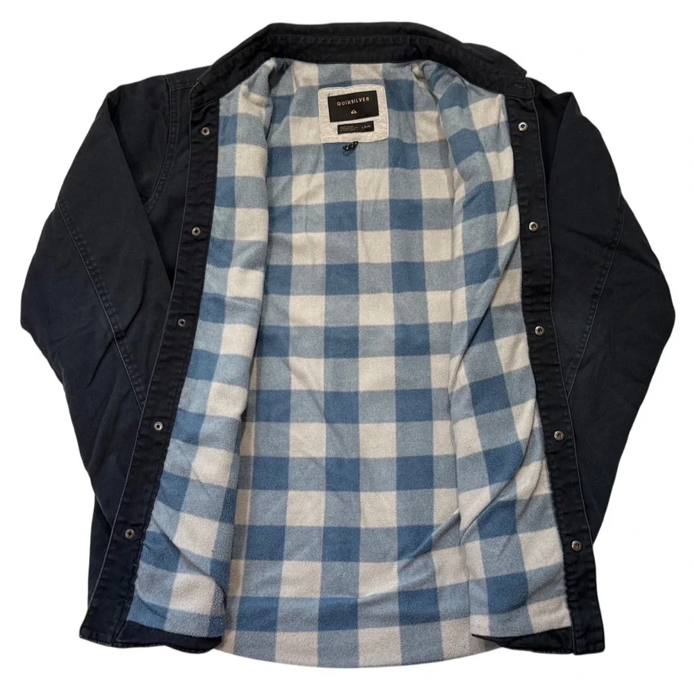 Quiksilver men's‎ dark wash denim fleece lined chest pocket Jacket  - Large